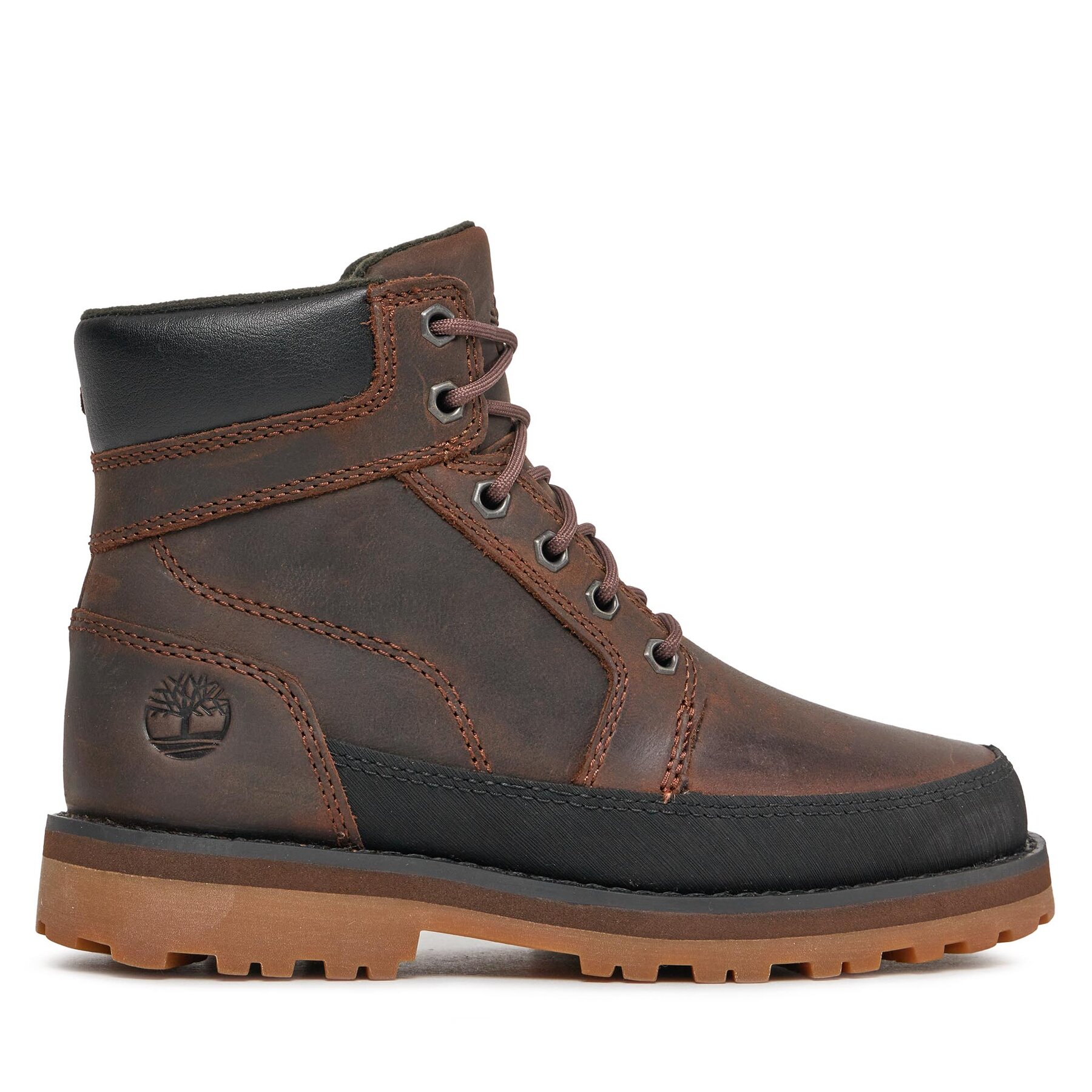 Schnürstiefeletten Timberland Courma Kid Boot W/ Rand TB0A5XHN9311 Dk Brown Full Grain von Timberland