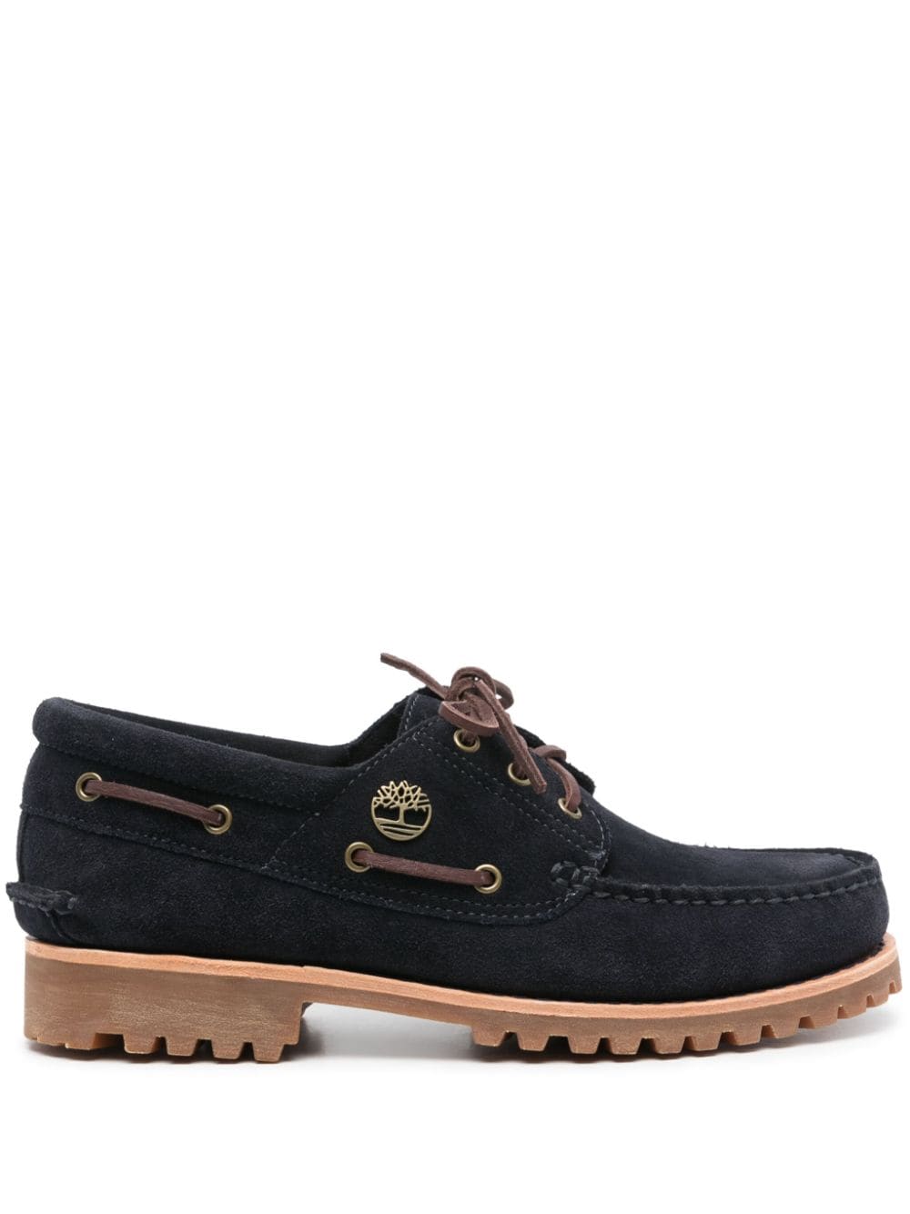 Timberland suede logo-plaque boat shoes - Blue von Timberland