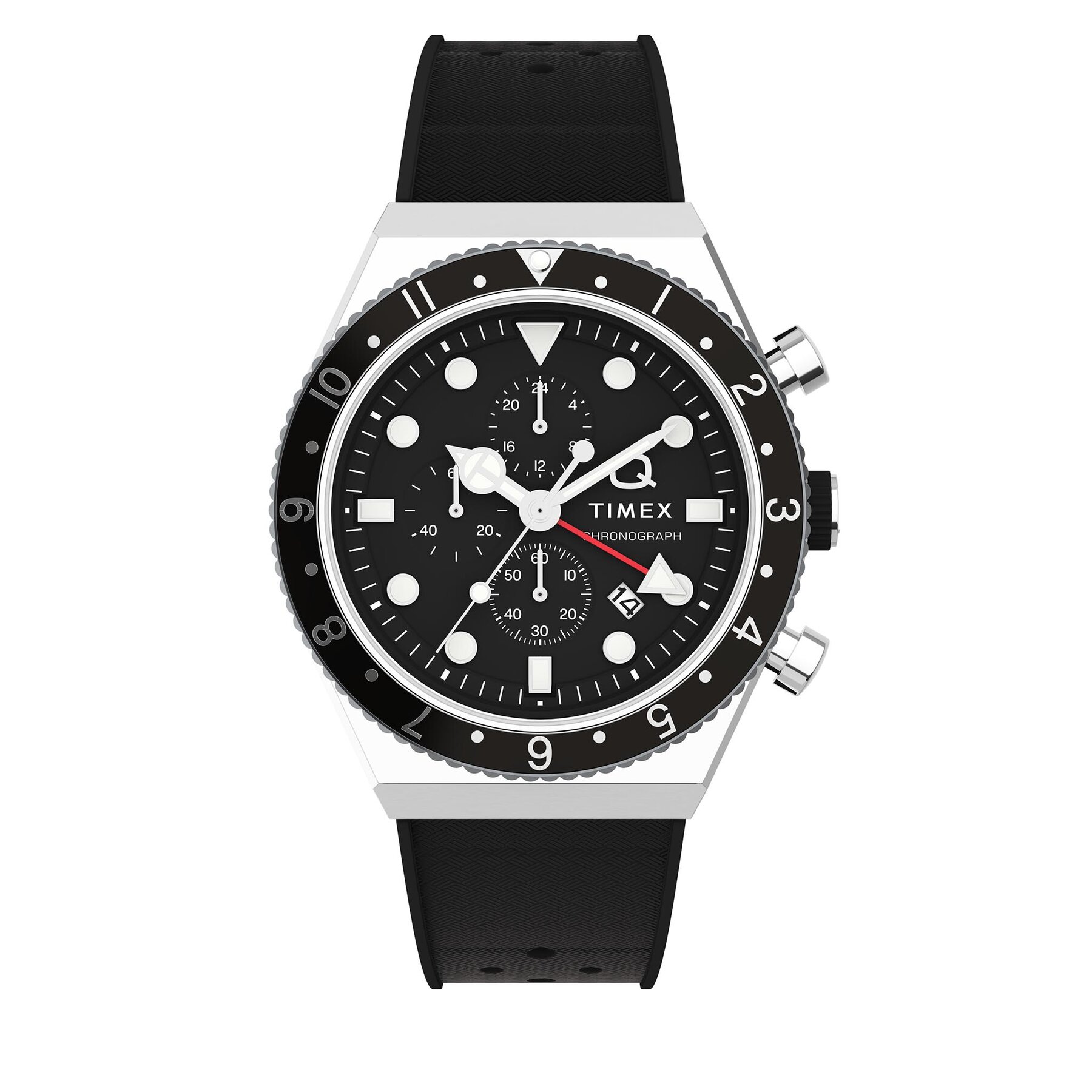 Uhr Timex Q Timex Three Time Zone Chronograph TW2V70000 Schwarz Uhr Timex Q Timex Three Time Zone Chronograph TW2V70000 Schwarz von Timex