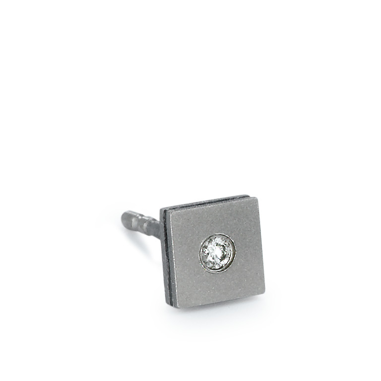 TitanFactory Herren Ohrstecker 1 Stk Titan Diamant 0.02 ct, w-si von TitanFactory