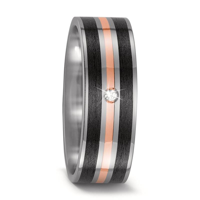 TitanFactory Damen Partnerring Titan, 750/18 K Rotgold, Carbon Diamant 0.02 ct, w-si von TitanFactory