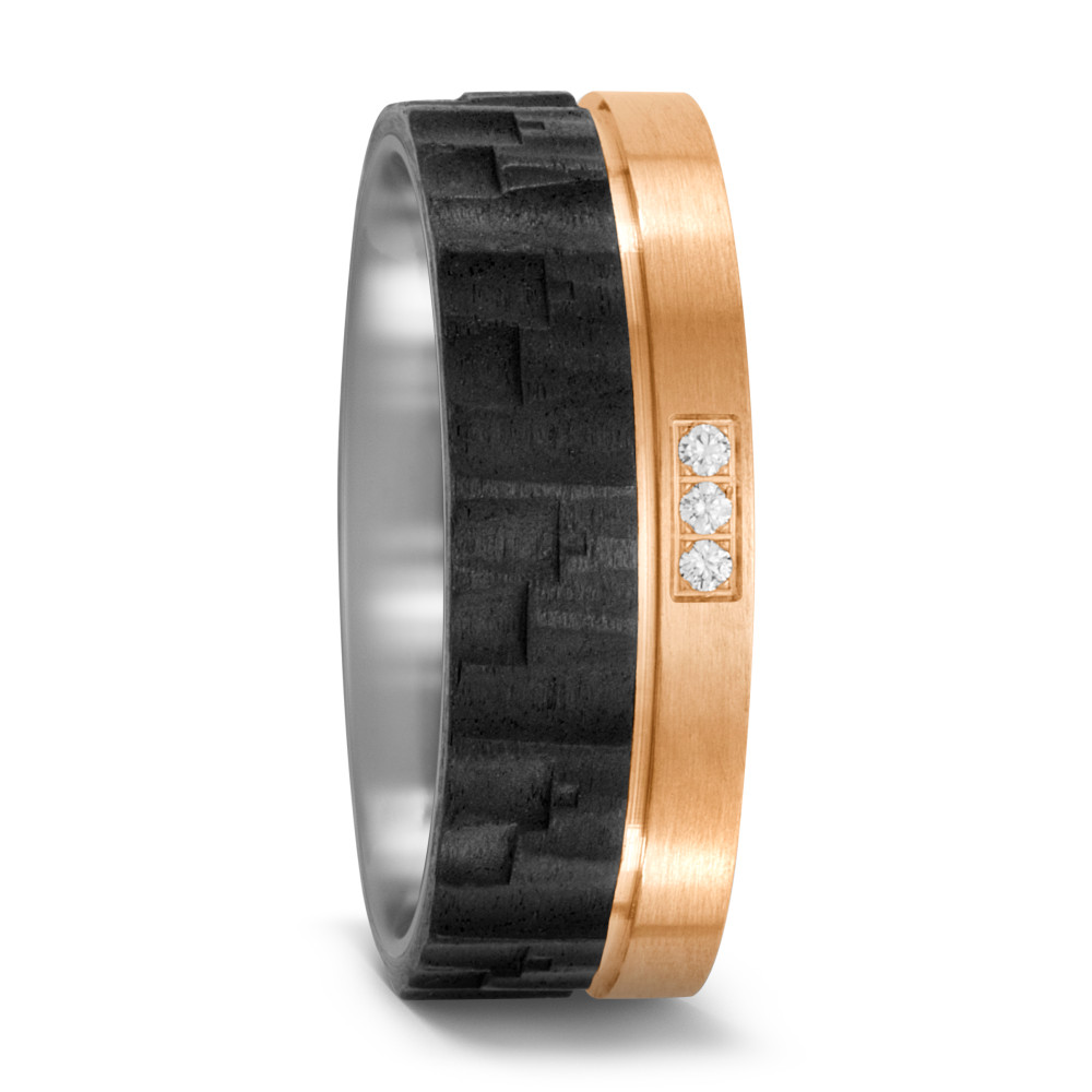 TitanFactory Damen Partnerring Titan, Bronze, Carbon Diamant weiss, 0.03 ct, 3 Steine, w-si von TitanFactory