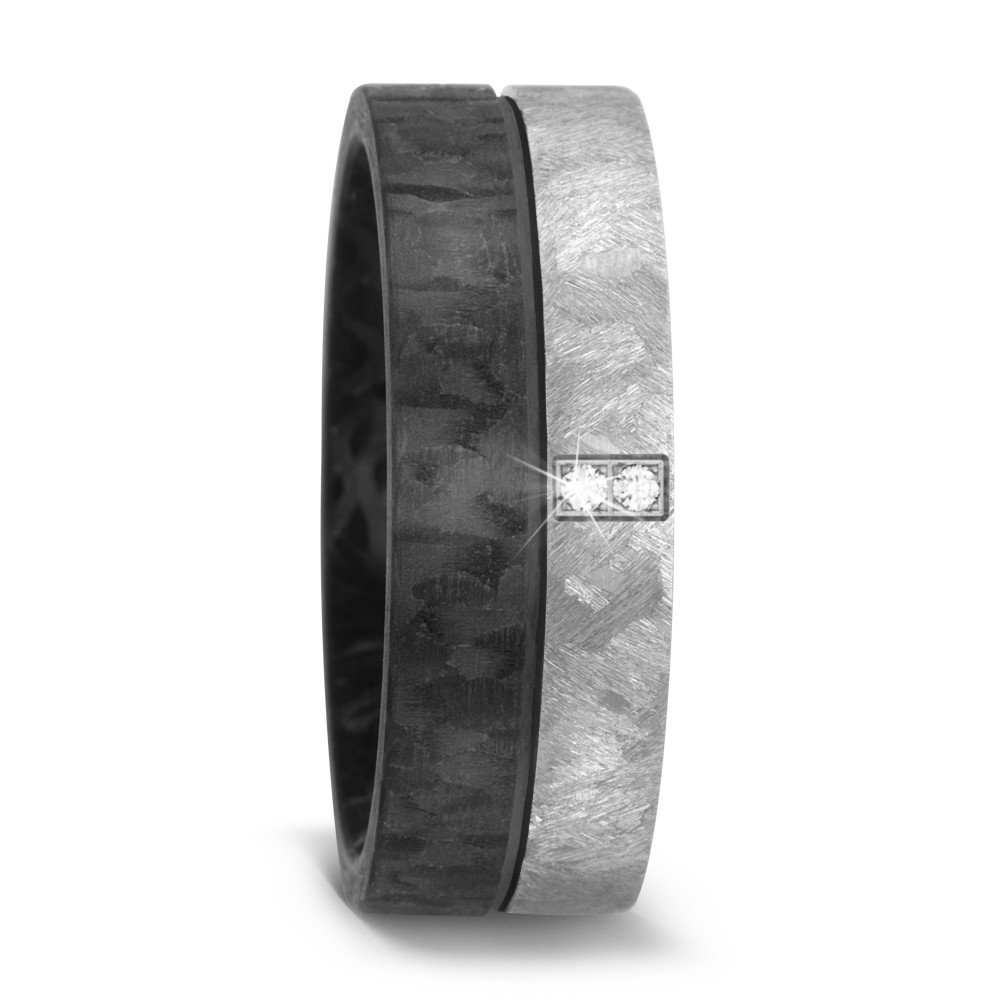 TitanFactory Damen Partnerring Titan, Carbon Diamant 0.02 ct, 2 Steine, w-si von TitanFactory