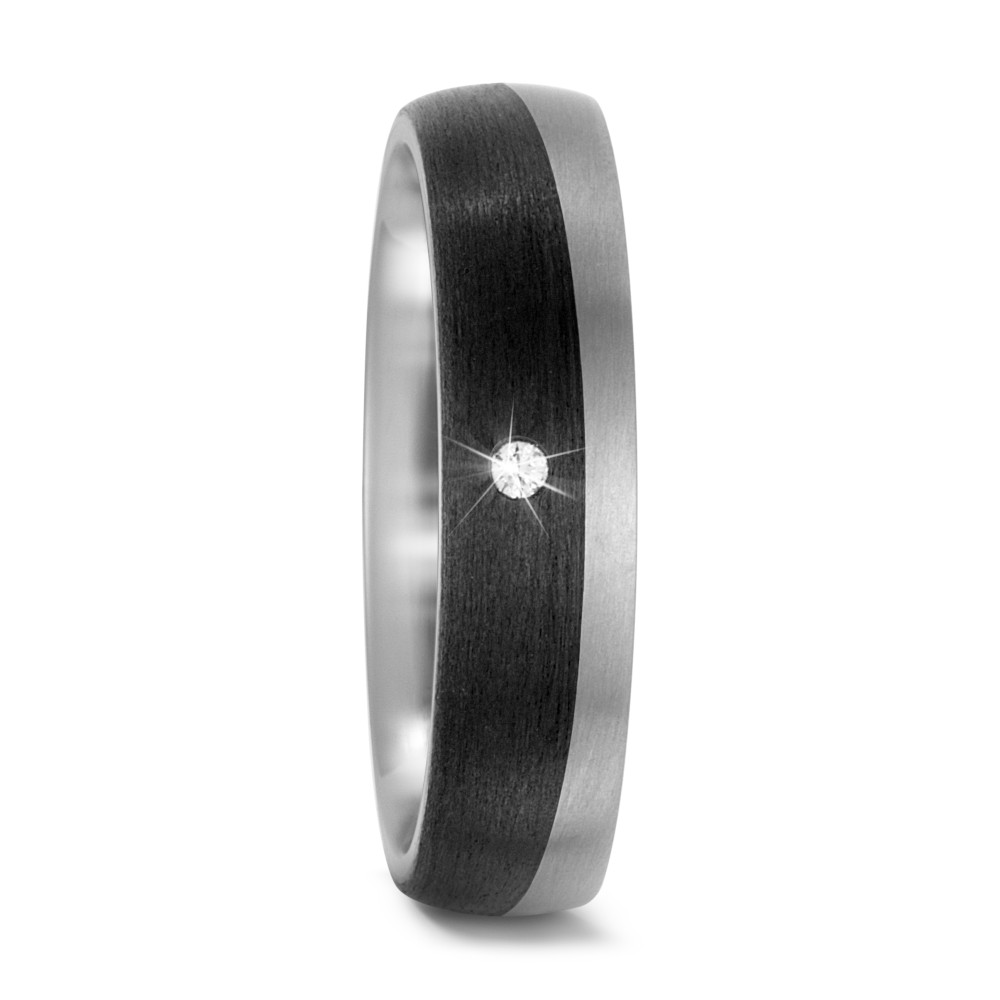 TitanFactory Damen Partnerring Titan, Carbon Diamant 0.02 ct, w-si von TitanFactory