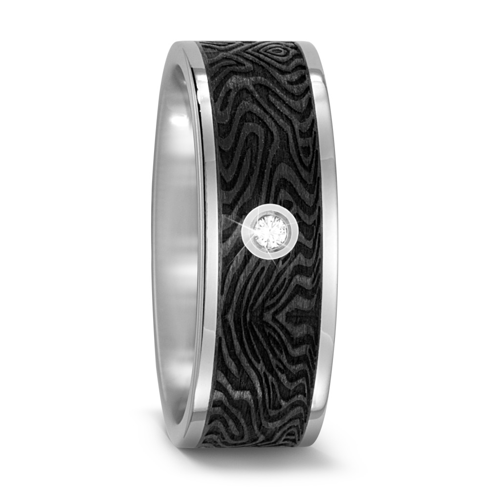 TitanFactory Damen Partnerring Titan, Carbon Diamant 0.03 ct, w-si von TitanFactory