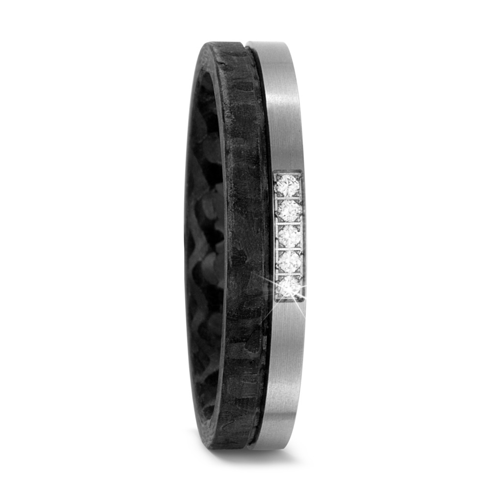 TitanFactory Damen Partnerring Titan, Carbon Diamant 0.05 ct, 5 Steine, w-si von TitanFactory