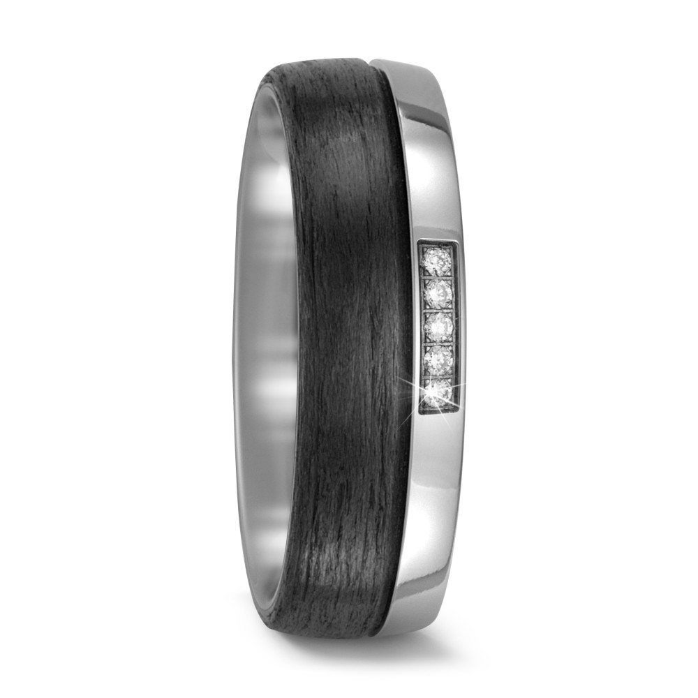 TitanFactory Damen Partnerring Titan, Carbon Diamant 0.05 ct, 5 Steine, w-si von TitanFactory