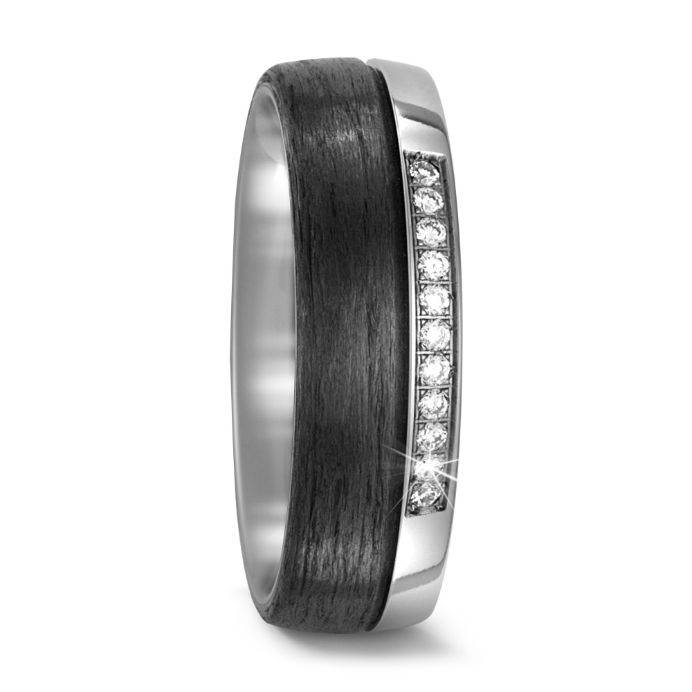 TitanFactory Damen Partnerring Titan, Carbon Diamant 0.11 ct, 11 Steine, w-si von TitanFactory