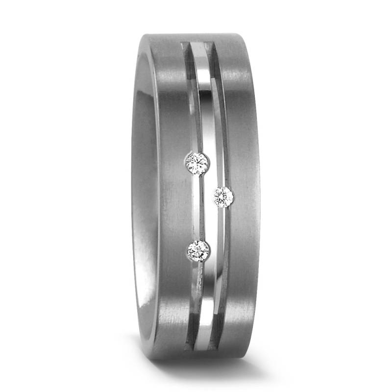 TitanFactory Damen Partnerring Titan Diamant 0.03 ct, 3 Steine, w-si von TitanFactory