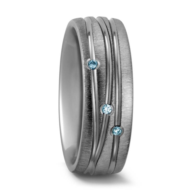 TitanFactory Damen Partnerring Titan Diamant blau, 0.03 ct, 3 Steine, w-si von TitanFactory