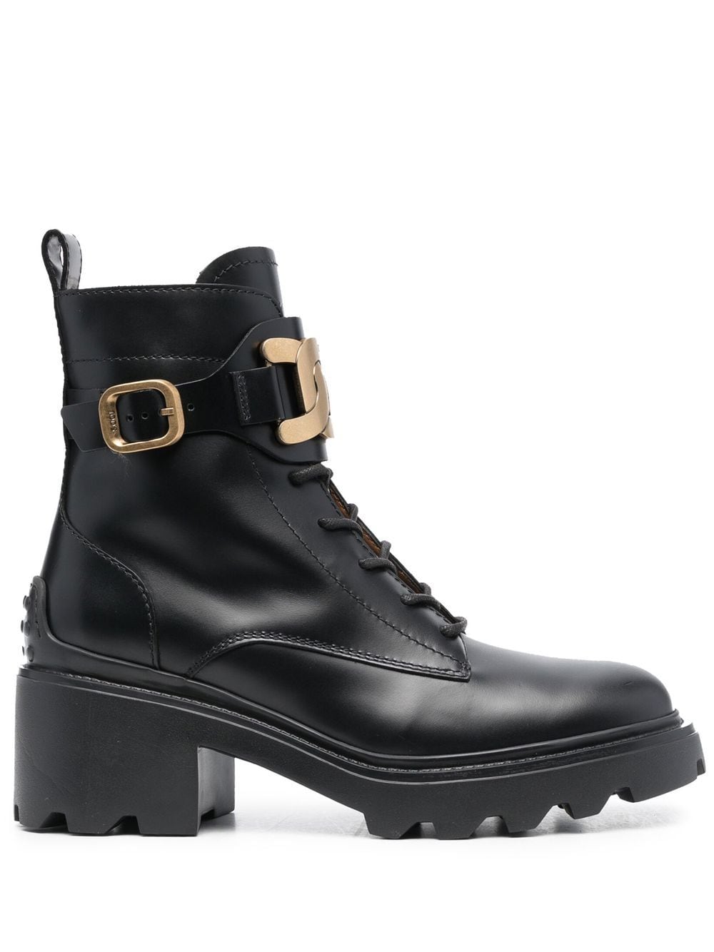Tod's 70mm chain-detail lace-up boots - Black von Tod's