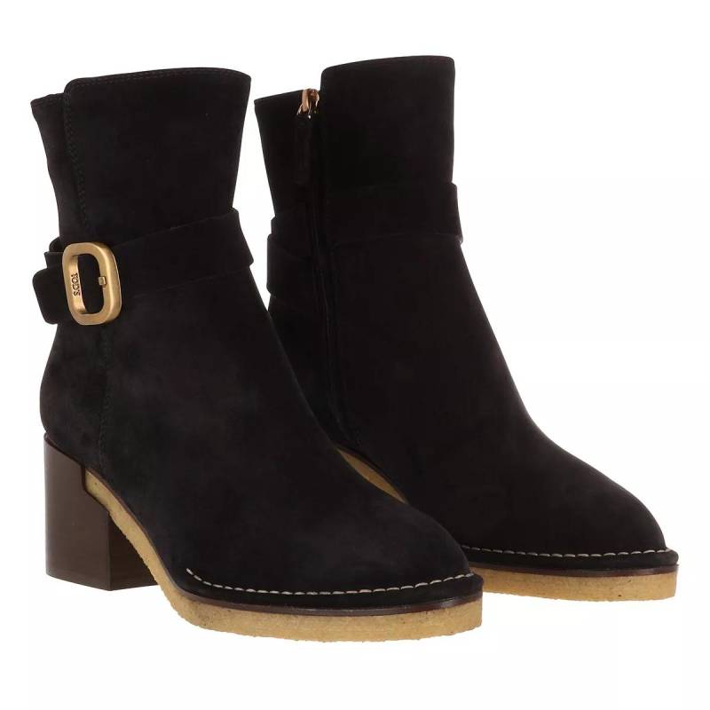 Tod's Boots & Stiefeletten - Buckle Strap Ankle Boots Suede - Gr. 38,5 (EU) - in Schwarz - für Damen von TOD'S