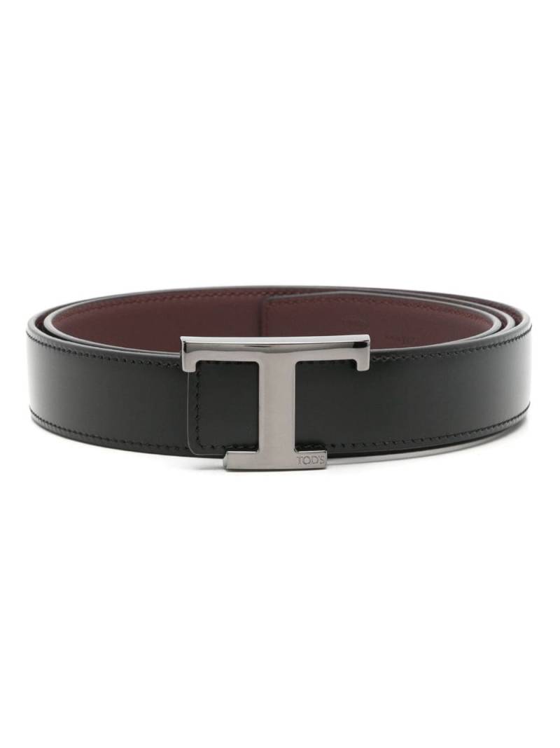 Tod's T-buckle reversible leather belt - Black von Tod's