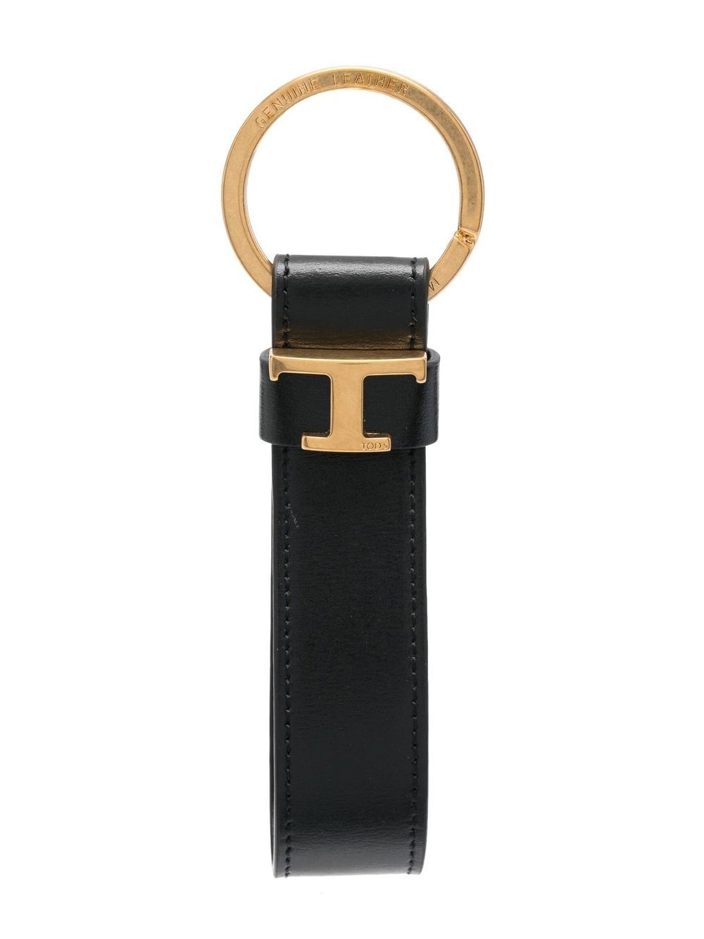 Tod's T-logo leather keychain - Black von Tod's