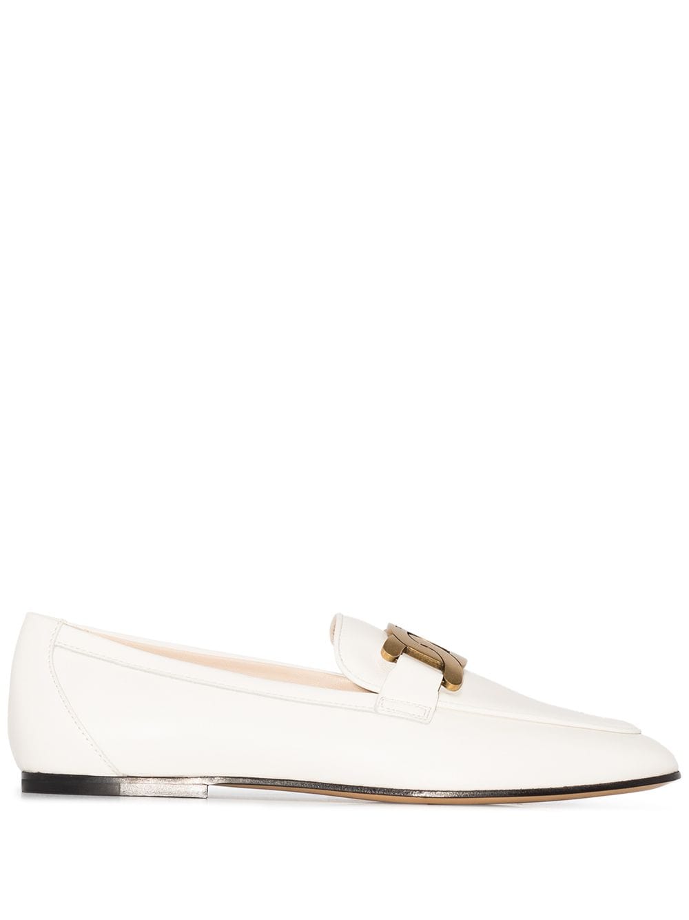 Tod's Kate gold-chain leather loafers - White von Tod's