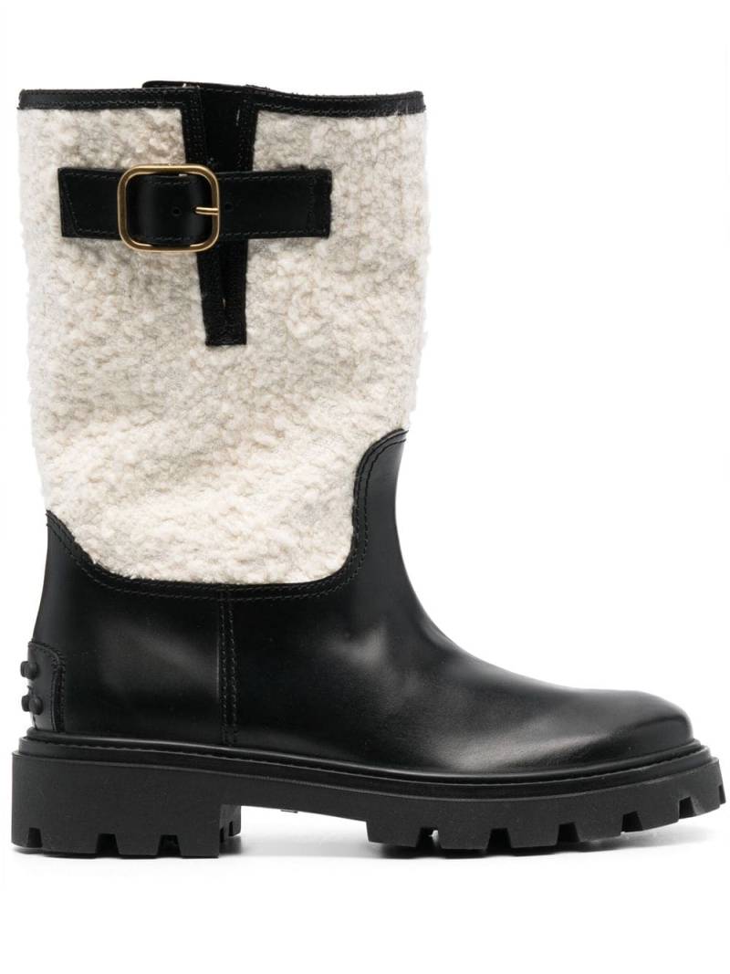 Tod's bouclé -detail leather boots - Black von Tod's