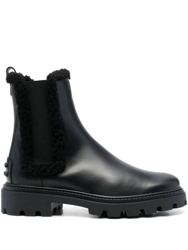 Tod's leather faux-shearling trim boots - Black von Tod's