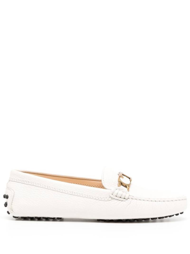 Tod's leather logo-plaque loafers - White von Tod's