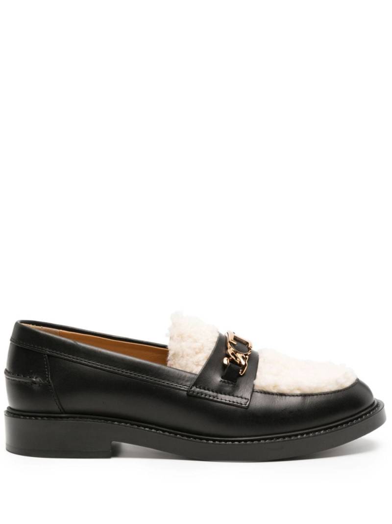 Tod's logo-chain shearling-panel loafers - Black von Tod's