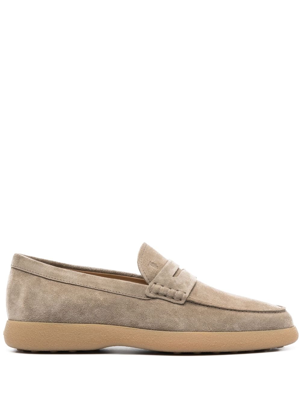 Tod's logo-debossed suede penny loafers - Neutrals von Tod's