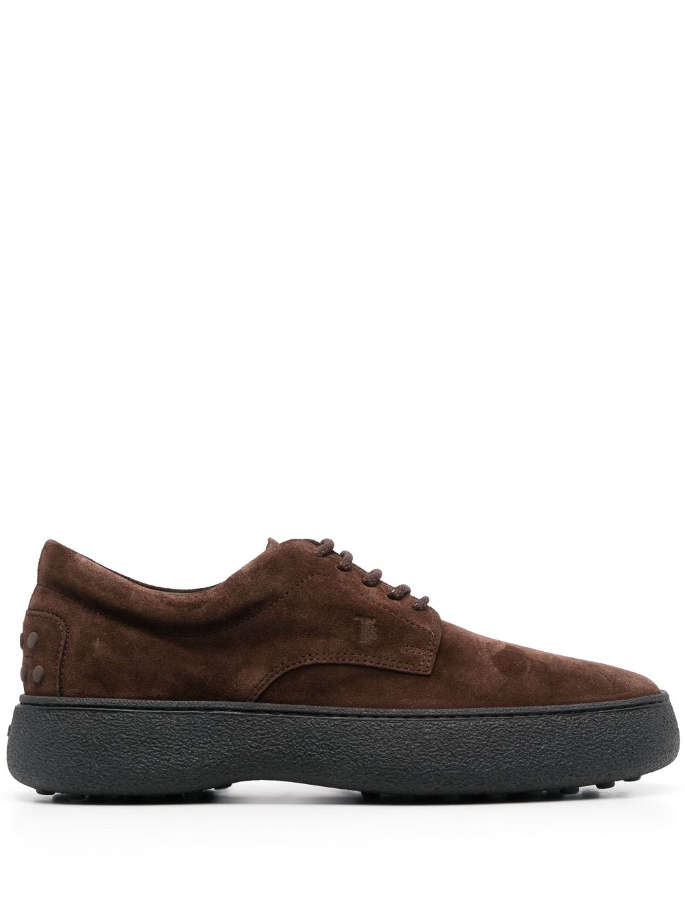 Tod's logo-embroidered suede derby shoes - Brown von Tod's