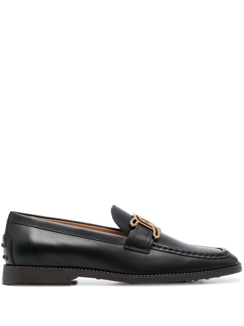 Tod's logo plaque leather loafers - Black von Tod's