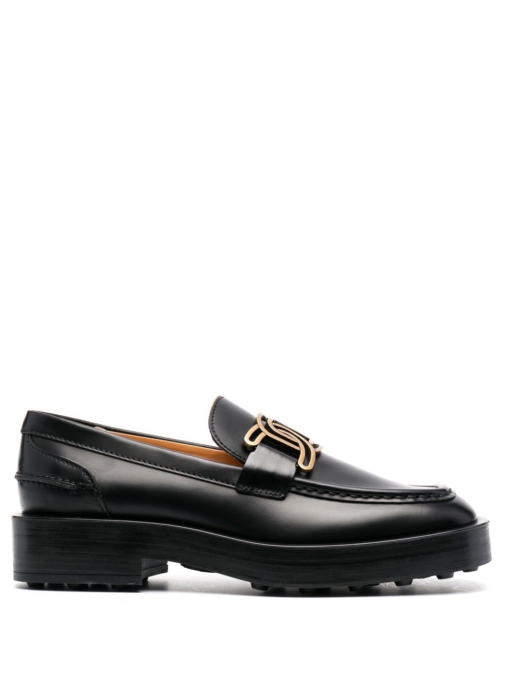 Tod's logo-plaque leather loafers - Black von Tod's