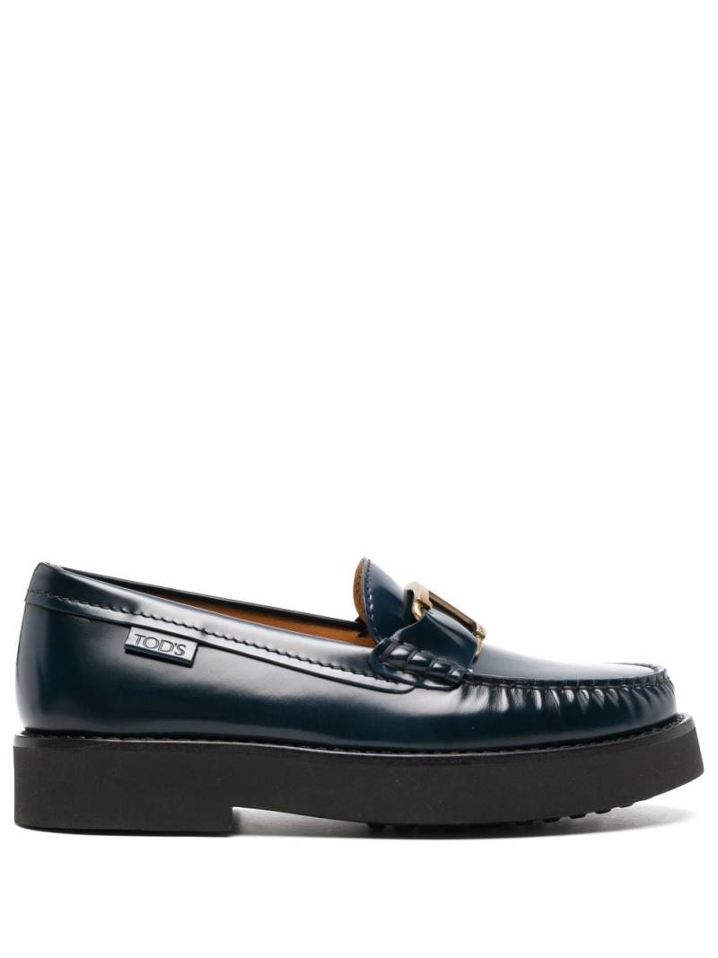 Tod's logo-plaque leather loafers - Blue von Tod's