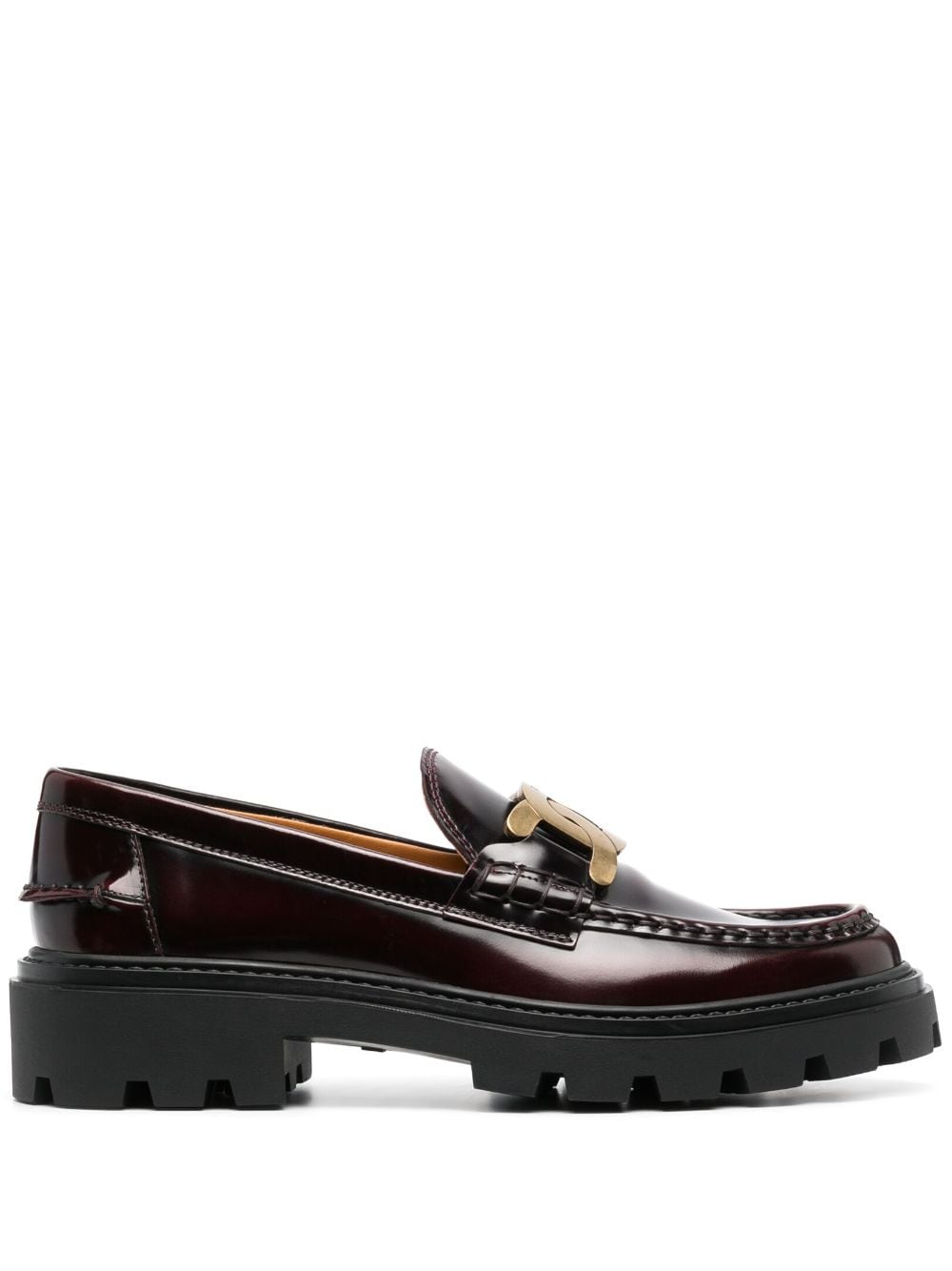 Tod's logo-plaque leather loafers - Red von Tod's