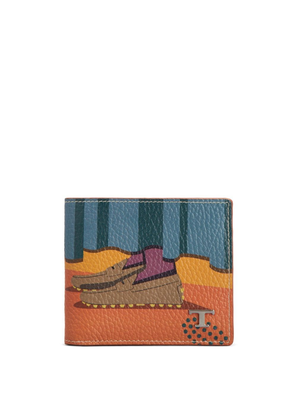 Tod's logo-plaque motif-print leather wallet - Multicolour von Tod's