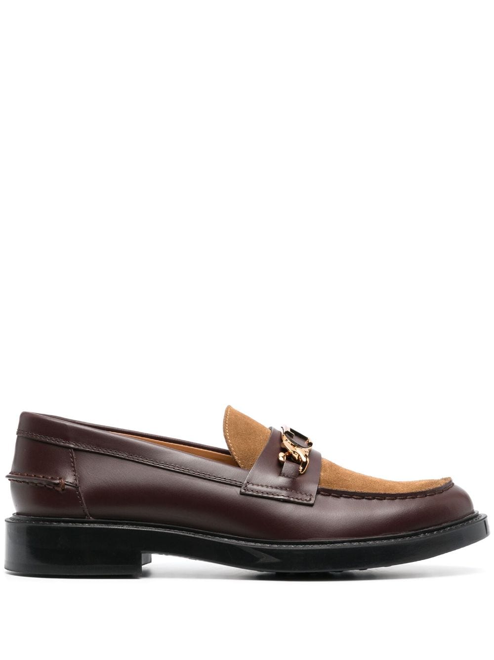 Tod's logo-plaque panelled loafers - Brown von Tod's