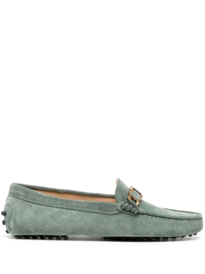 Tod's logo-plaque suede loafers - Green von Tod's