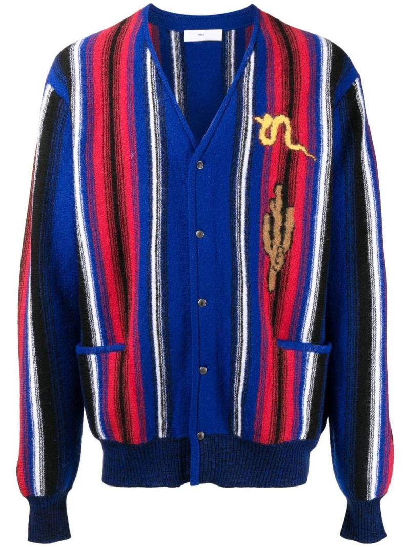 Toga Virilis intarsia-knit V-neck cardigan - Blue von Toga Virilis