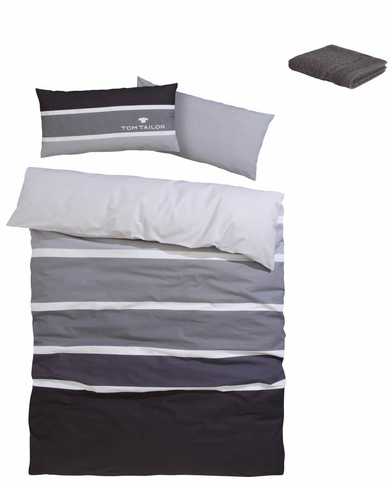 TOM TAILOR HOME Bettwäsche »Felix in Gr. 135x200 oder 155x220 cm«, mit GRATIS-Zugabe: Gästehandtuch (100% Baumwolle), mit Reissverschluss von TOM TAILOR HOME