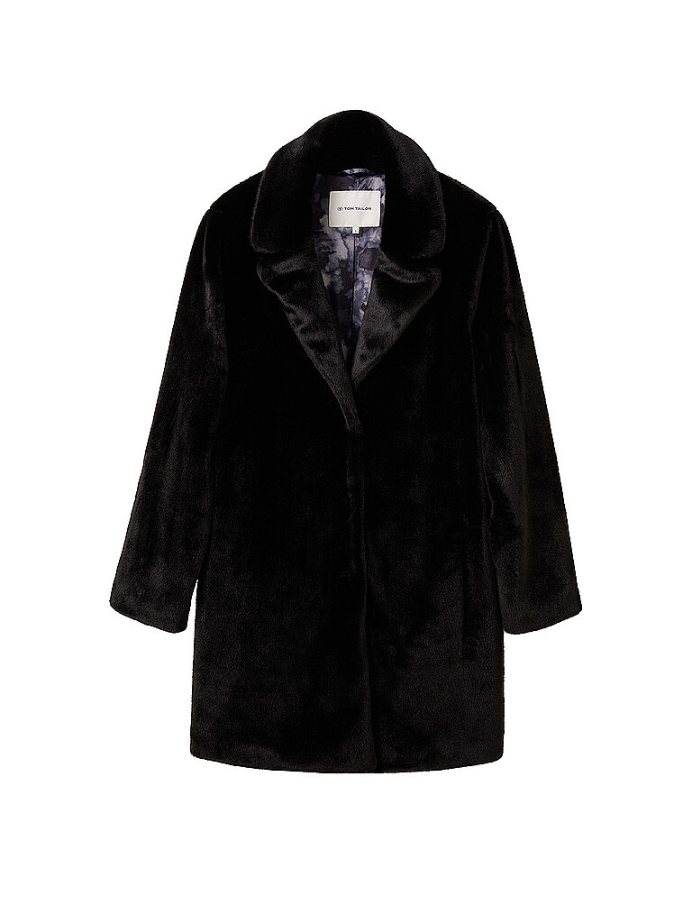 TOM TAILOR Mantel in Felloptik schwarz | XL von Tom Tailor