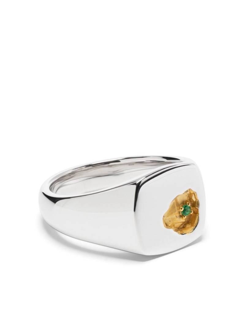 Tom Wood 14kt yellow gold emerald signet ring - Silver von Tom Wood