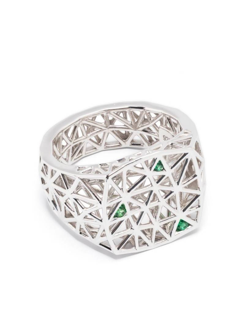 Tom Wood mesh-panelling sterling silver ring von Tom Wood