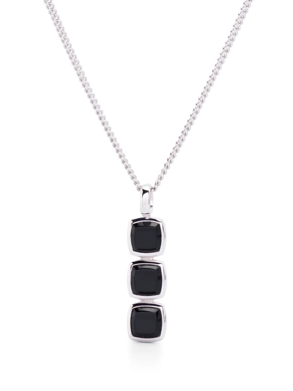 Tom Wood mini cushion onyx pendant necklace - Silver von Tom Wood