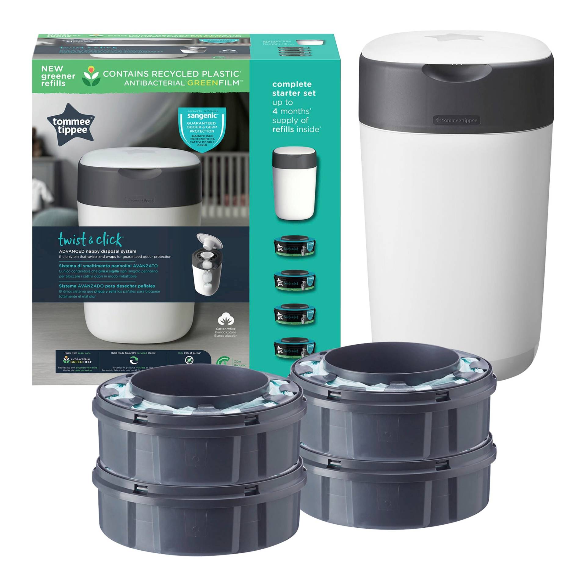 Windeleimer Twist & Click inklusive 4er-Pack Nachfüllkasetten Windeleimer Twist & Click inklusive 4er-Pack Nachfüllkasetten von Tommee Tippee