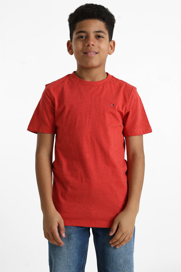 Tommy Hilfiger Kids Essential Cotton T-Shirt | Apple Red Heather | Jungen  | 14 von Tommy Hilfiger Kids