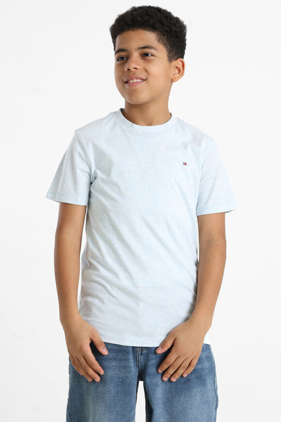 Tommy Hilfiger Kids Essential Cotton T-Shirt | Breezy Blue Heather | Jungen  | 14 von Tommy Hilfiger Kids