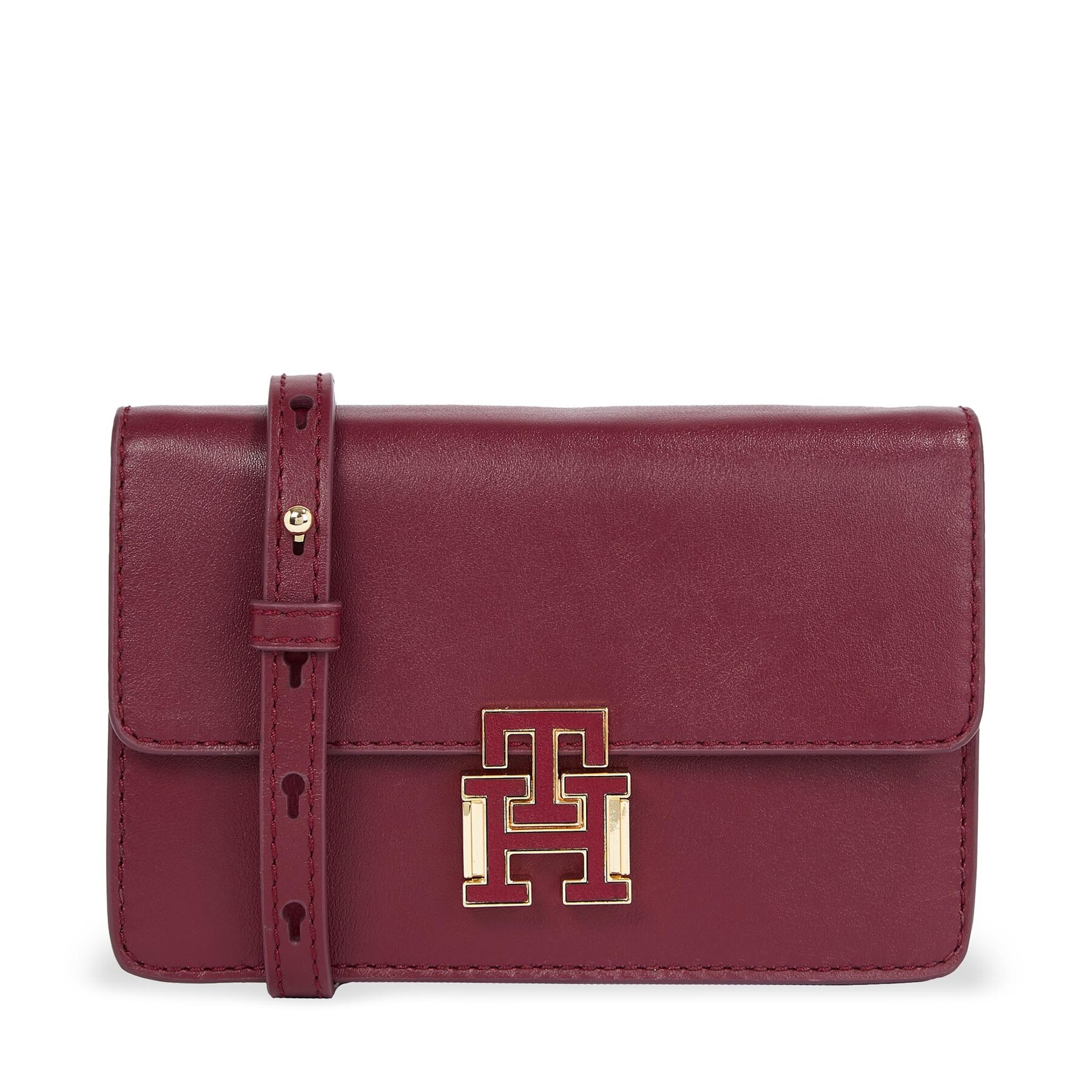 Handtasche Tommy Hilfiger Pushlock Leather Small Crossover AW0AW15227 Rouge XJS von Tommy Hilfiger