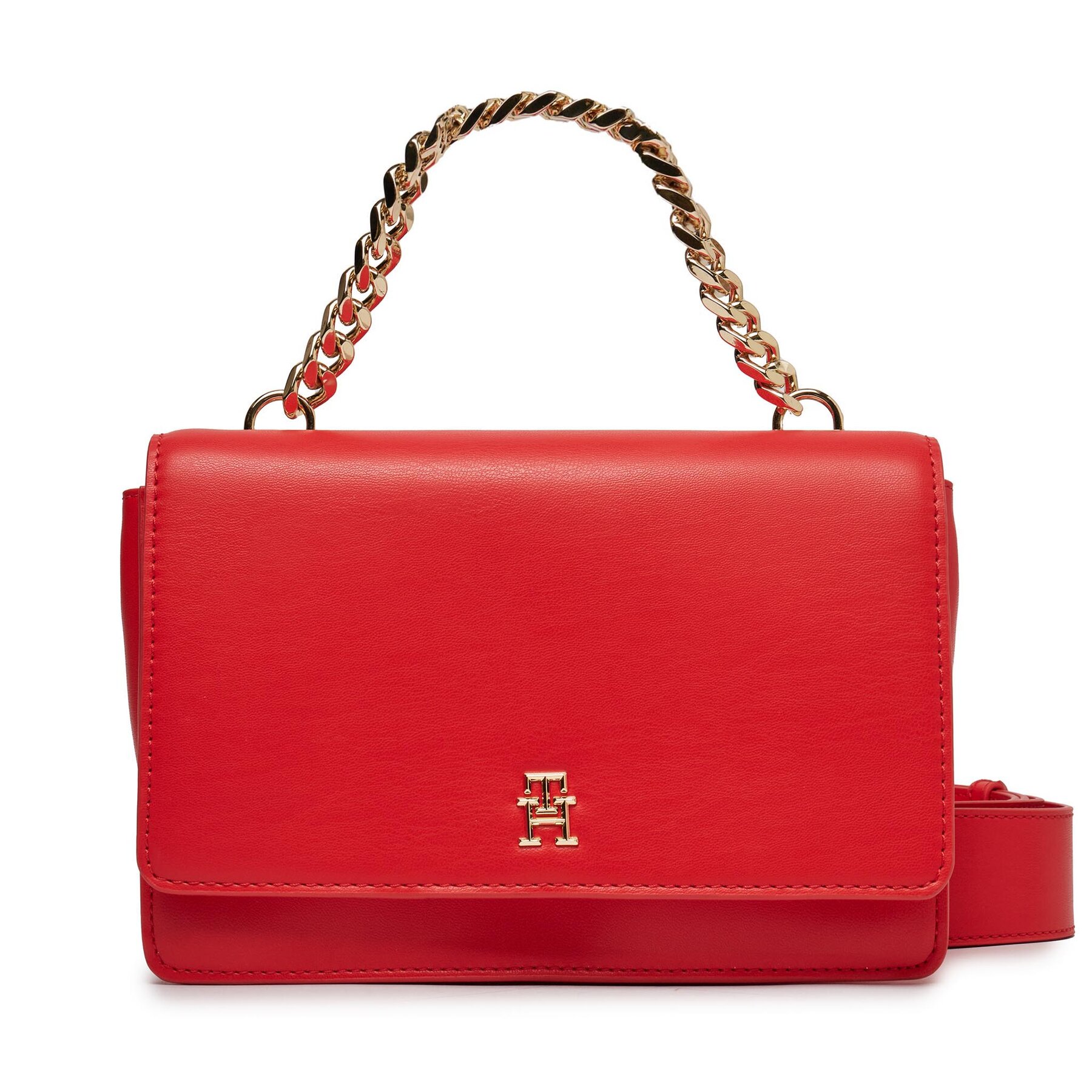 Handtasche Tommy Hilfiger Th Refined Med Crossover AW0AW15725 Fierce Red XND von Tommy Hilfiger