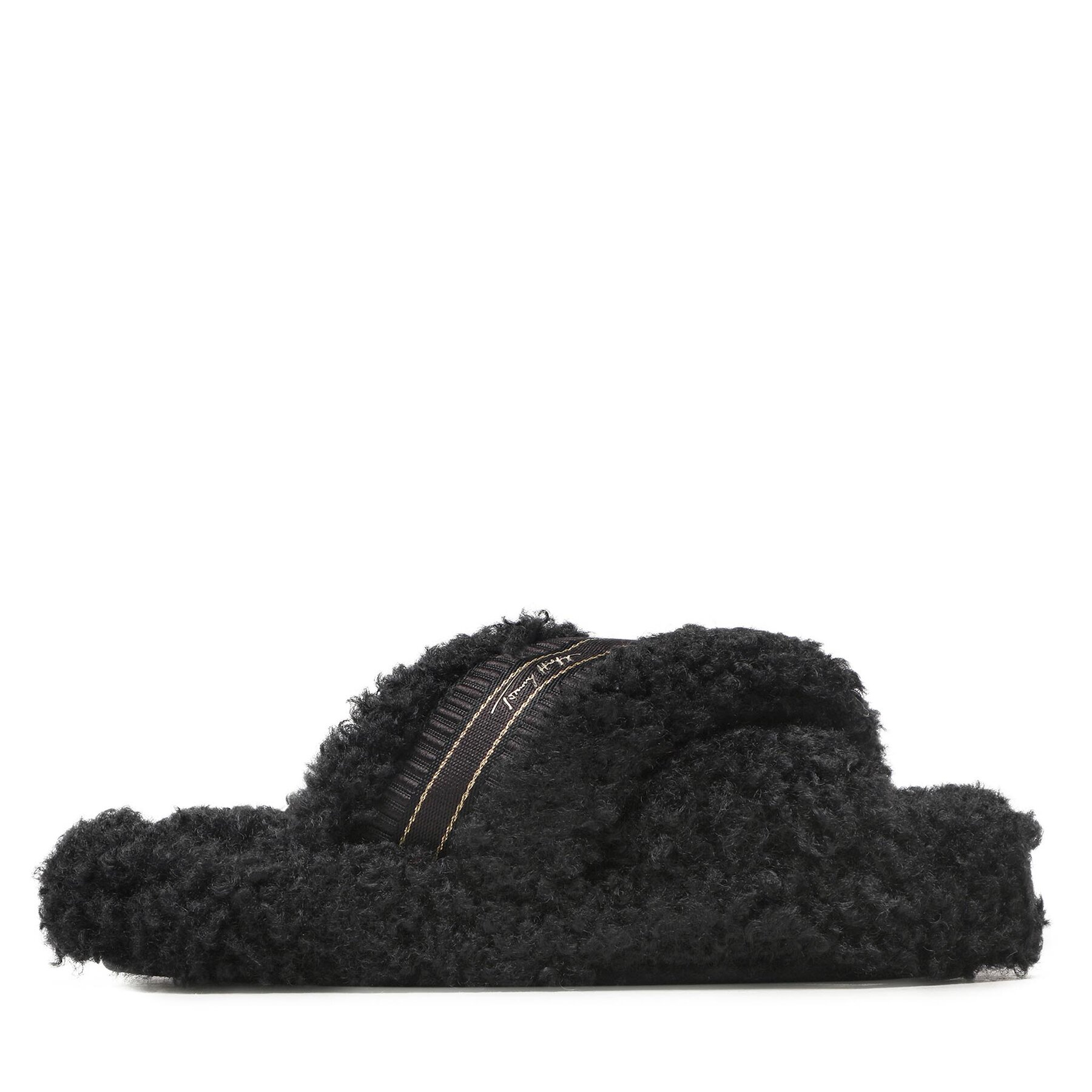 Hausschuhe Tommy Hilfiger Sherpa Fur Home Straps FW0FW06576 Black BDS von Tommy Hilfiger