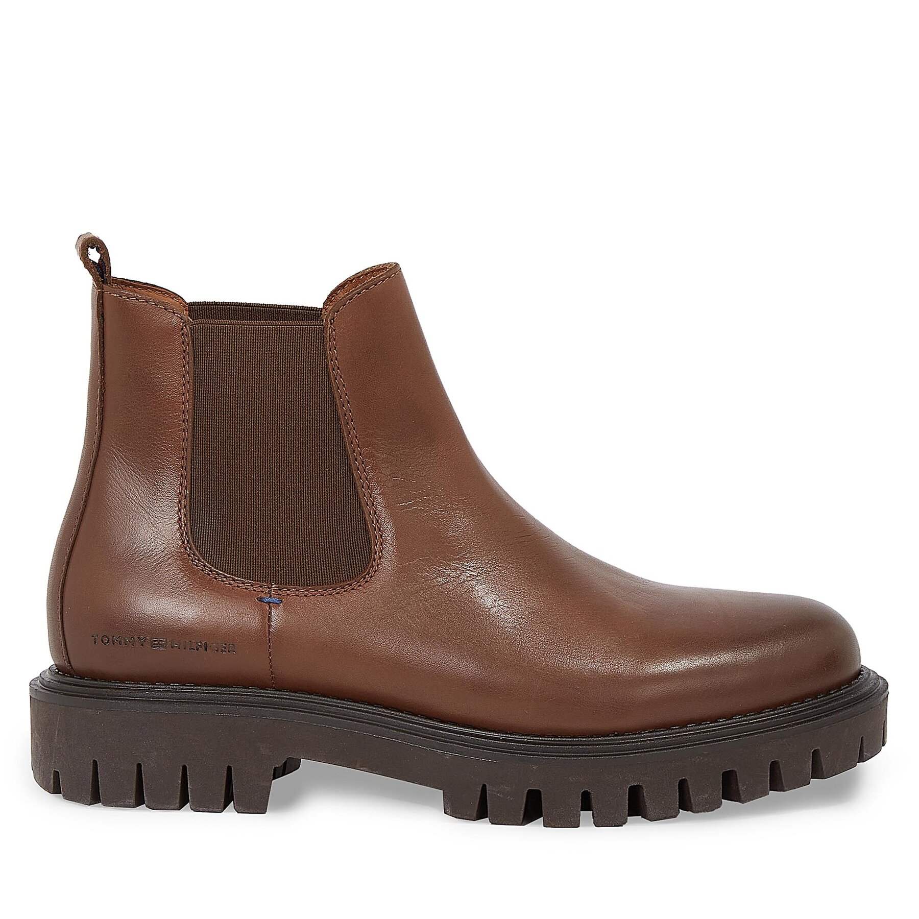 Klassische Stiefeletten Tommy Hilfiger Premium Casual Chunky Lth Chels FM0FM04755 Winter Cognac GVI von Tommy Hilfiger