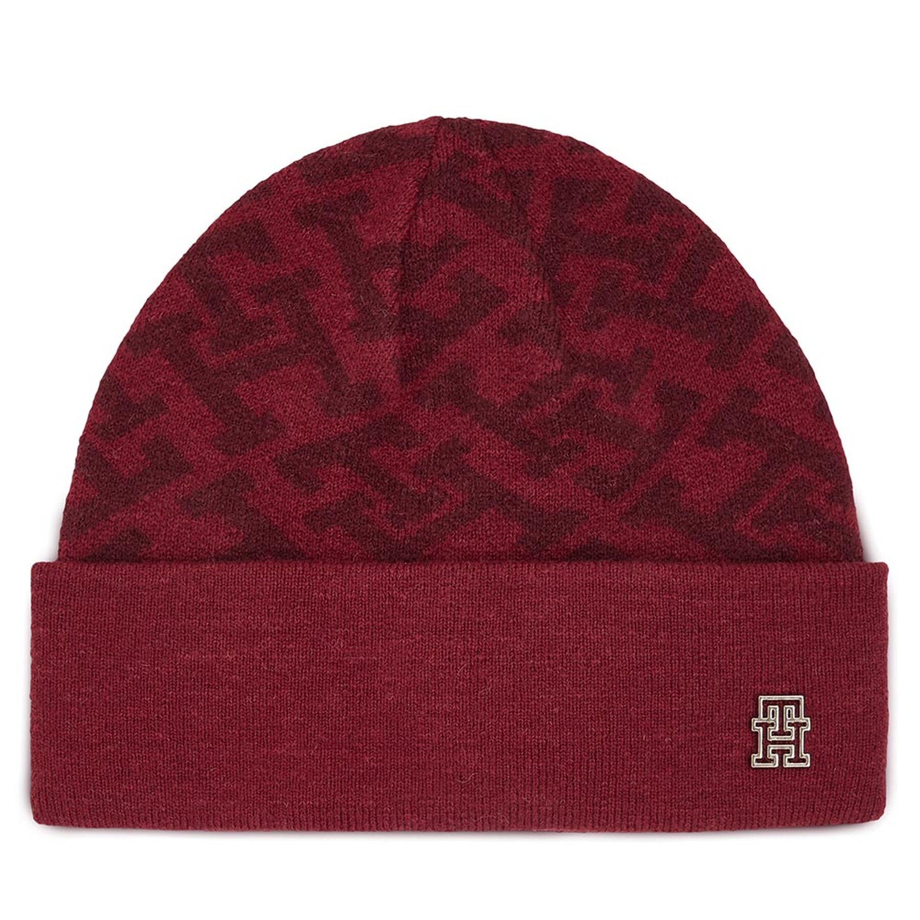 Mütze Tommy Hilfiger Monogram All Over Beanie AW0AW15327 Rouge XJS von Tommy Hilfiger