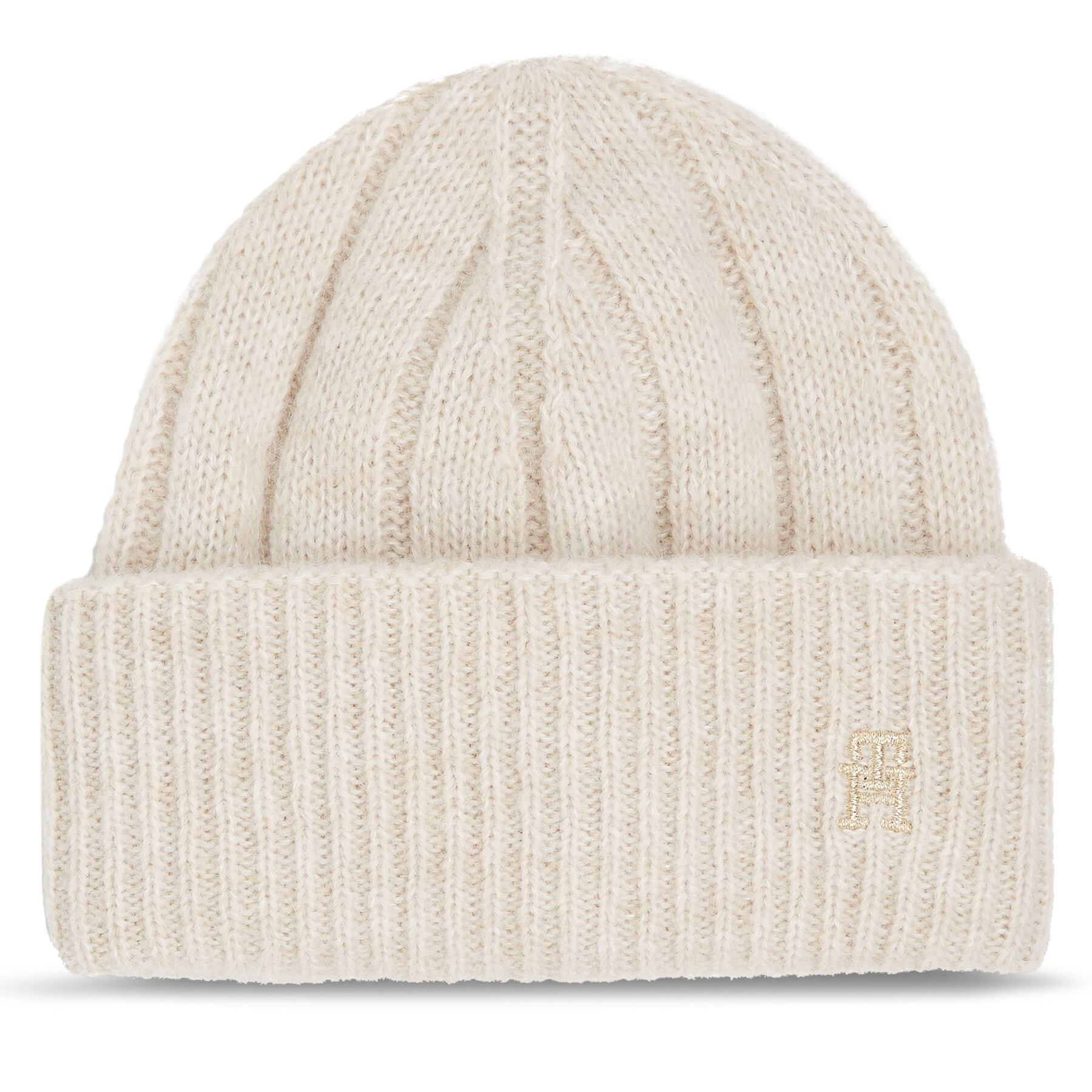 Mütze Tommy Hilfiger Th Timeless Beanie AW0AW15307 Cashmere Creme ABH von Tommy Hilfiger