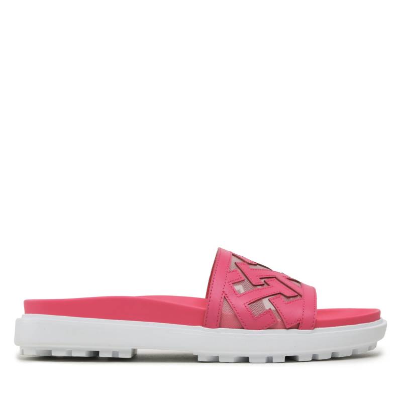 Pantoletten Tommy Hilfiger Th Elevated Flat Sandal FW0FW07407 Bright Cerise Pink T1K von Tommy Hilfiger