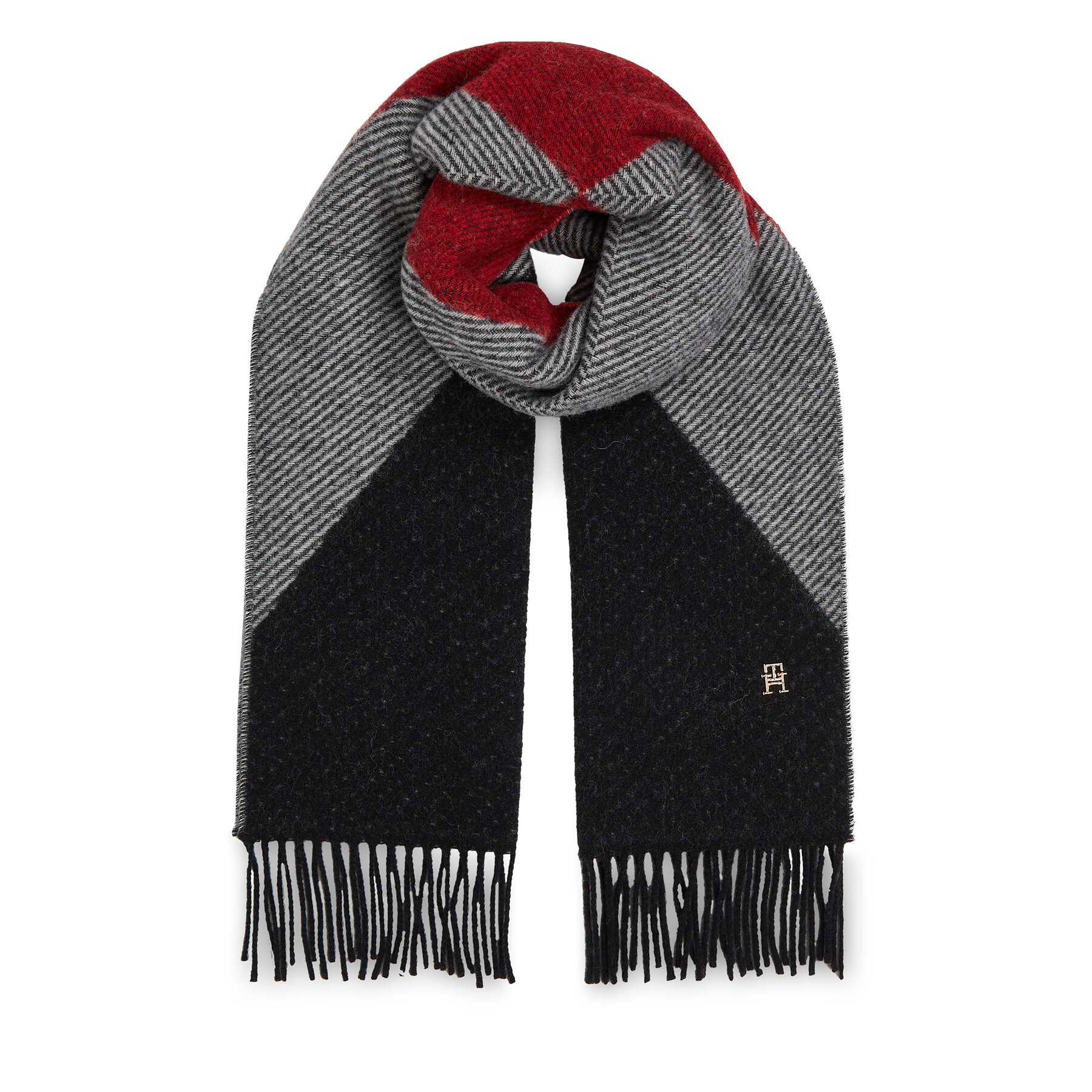 Schal Tommy Hilfiger Th Evening Fluffy Scarf AW0AW15354 Herringbone / Red Argyle 0KR von Tommy Hilfiger