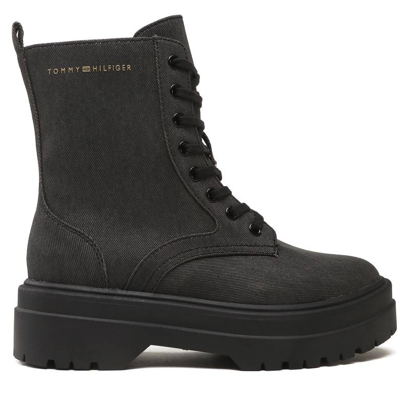 Schnürstiefeletten Tommy Hilfiger Feminine Essential Canvas FW0FW07357 Schwarz von Tommy Hilfiger